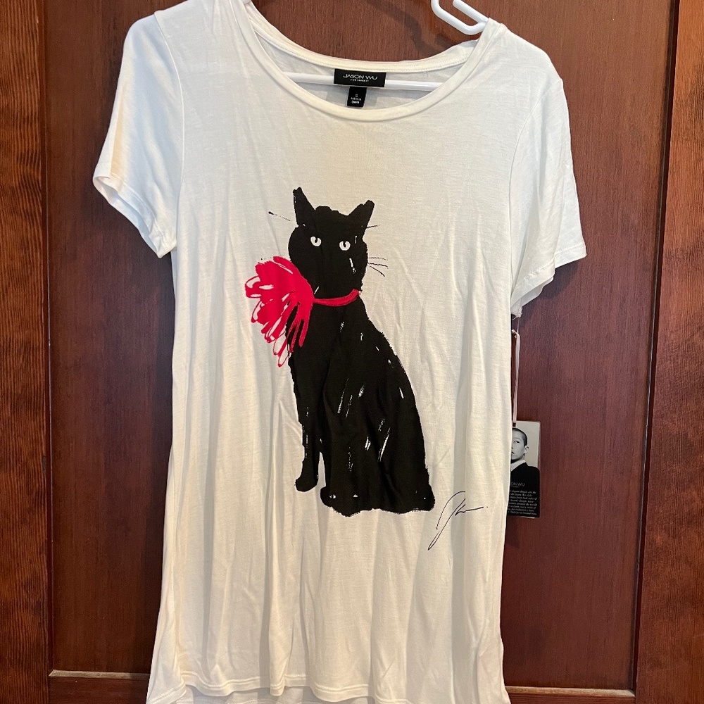 Jason Wu For Target Black Cat T-shirt, Size S, NWT, White, Black, and Red